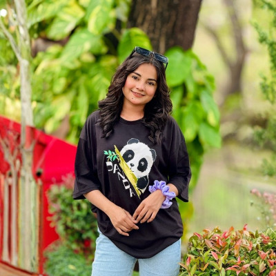 Ladies Drop Shoulder (Panda Black)