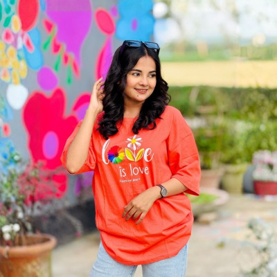 Ladies Drop Shoulder (Love is Love Orange)