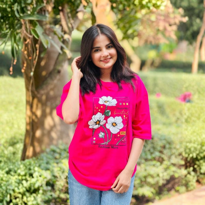 Ladies Drop Shoulder (Sunny Days Megenta)