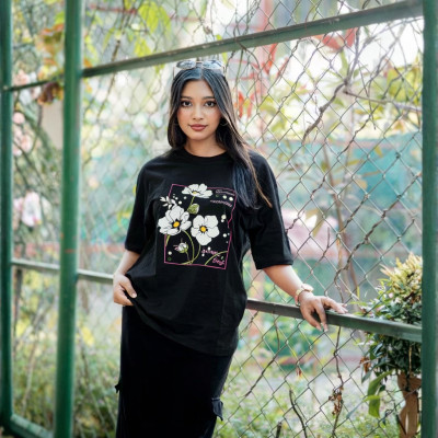 Ladies Drop Shoulder (Sunny Days Black)