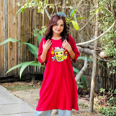 Ladies Long T-Shirt (Fruit Merun)