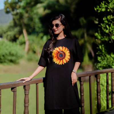 Ladies Long T-Shirt (New Sunflower Black)