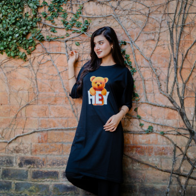 Ladies Long T-Shirt (HEY Black)