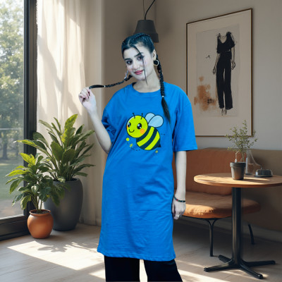 Ladies Long T-Shirt (Bee Light Blue)