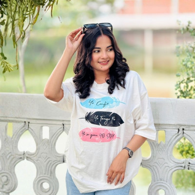 Ladies Drop Shoulder (Leaf White)