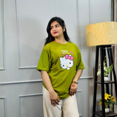 Ladies Drop Shoulder (Hello Kitty Olive)