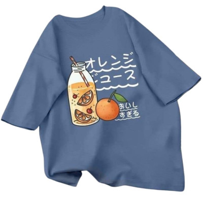 Ladies Drop Shoulder (Orange Juice Light Blue)