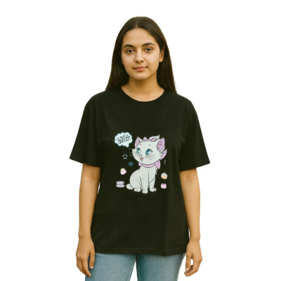 Ladies Drop Shoulder (Marie Cat Black)