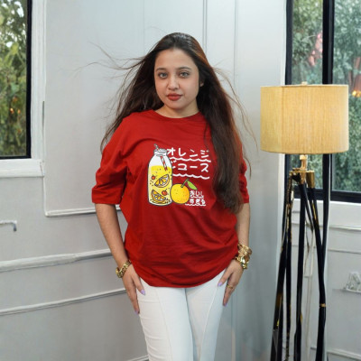 Ladies Drop Shoulder (Orange Juice Merun)