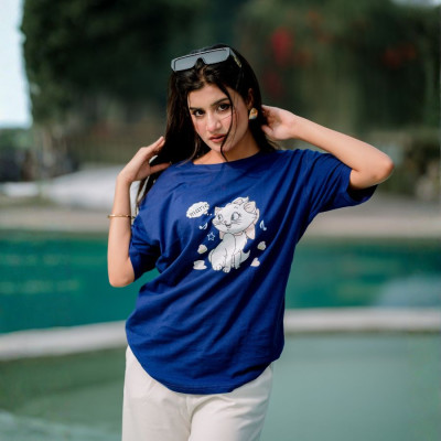Ladies Drop Shoulder (Marie Cat Royel Blue)