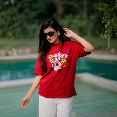 Ladies Drop Shoulder (Be Happy Merun)