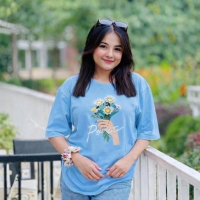 Ladies Drop Shoulder (Preety Light Blue)