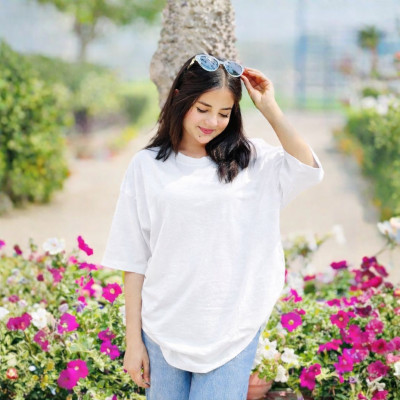 Ladies Drop Shoulder (Solid White)