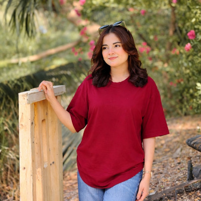 Ladies Drop Shoulder (Solid Merun)