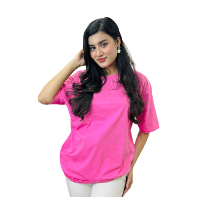 Ladies Drop Shoulder (Solid - Pink)