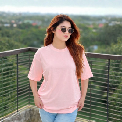 Ladies Drop Shoulder (Solid - Light Pink)