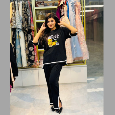 Side Cutting Co-Ord Set (Orange Juice Black)